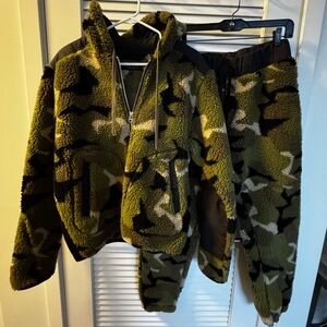 rag & bone Green Camouflage Fleece Sweatsuit